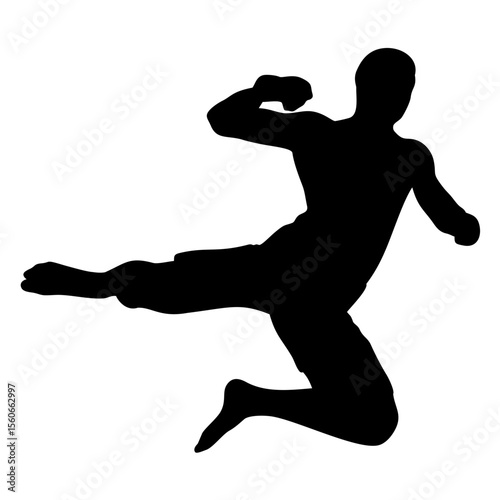 Kickboxing Martial arts silhouette. Vector image