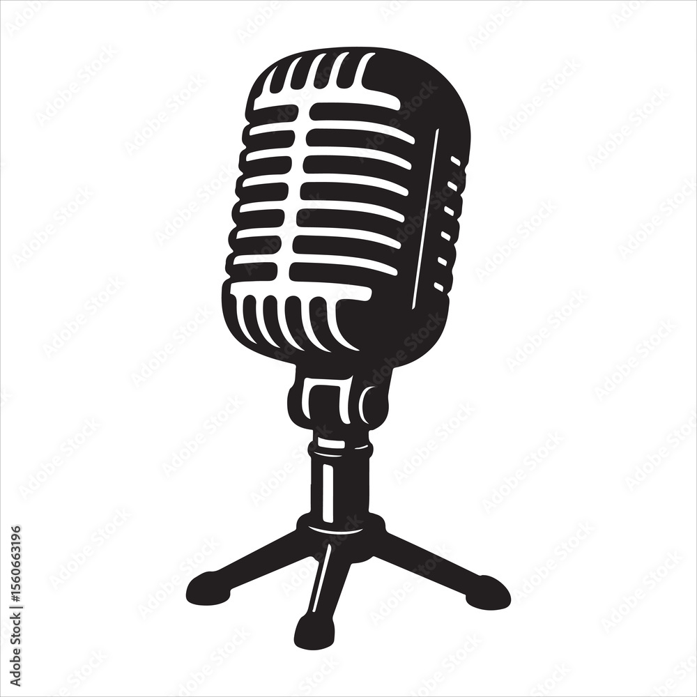 retro microphone isolated on white background