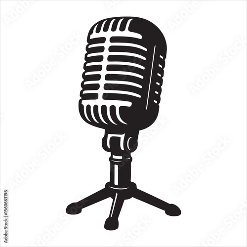 retro microphone isolated on white background