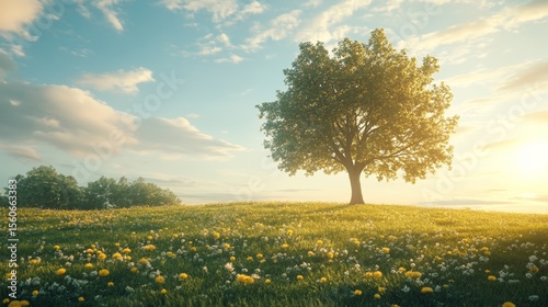 Wallpaper Mural A Solitary Old Tree Stands Tall in Open Field Under Clear Sky Representing Strength and Resilience Torontodigital.ca