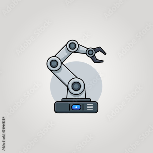 Industrial robot arm icon vector illustration, Industrial robot arm sign for automation, manufacturing, smart industry, technology, industrial innovation, and factory systems