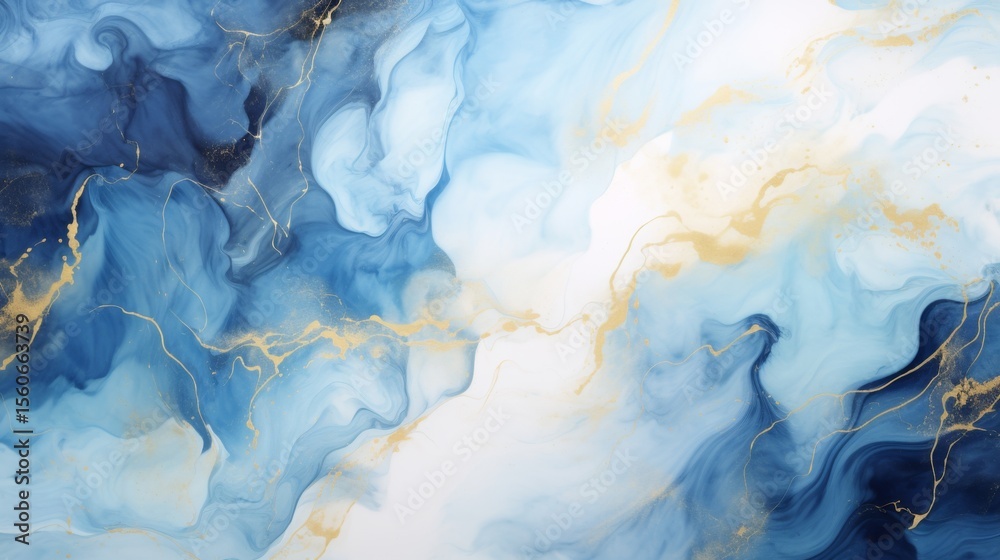 Naklejka premium Background blue marble with gold