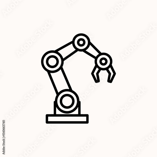 Industrial robot arm icon vector illustration, Industrial robot arm sign for automation, manufacturing, smart industry, technology, industrial innovation, and factory systems