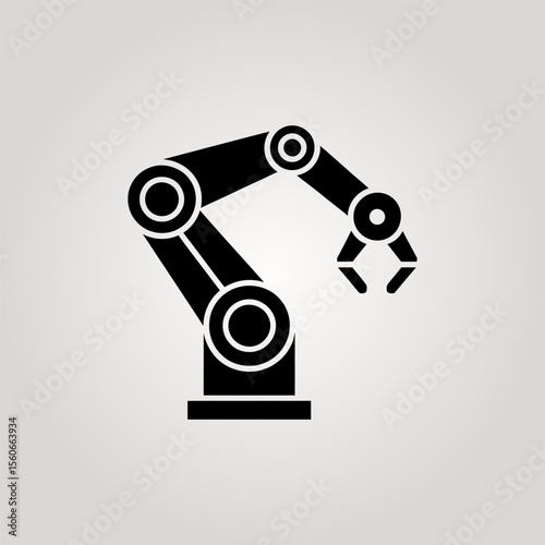 Industrial robot arm icon vector illustration, Industrial robot arm sign for automation, manufacturing, smart industry, technology, industrial innovation, and factory systems