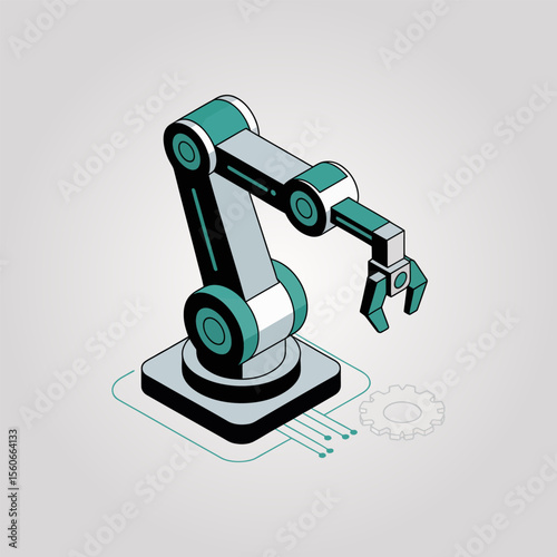 Industrial robot arm icon vector illustration, Industrial robot arm sign for automation, manufacturing, smart industry, technology, industrial innovation, and factory systems