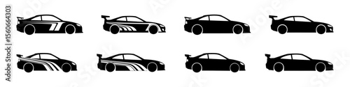  Sport car icon set. Racing car symbol collection.
