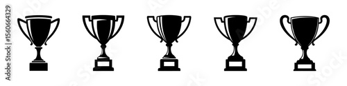 Trophy icons set. Winner prize success achievement reward symbol collection. Vector illustration.