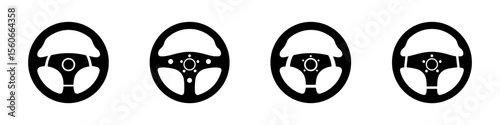 Car Steering wheels icon set. Driving wheel symbol collection.