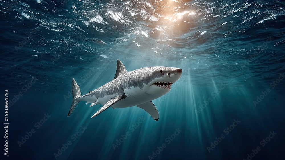 Fototapeta premium Great white shark underwater