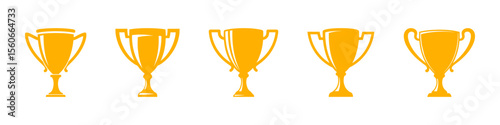 Trophy icons set. Winner prize success achievement reward symbol collection. Vector illustration.