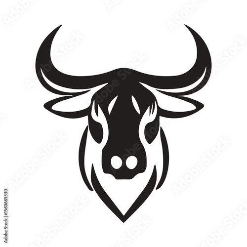 Stylized Black Bull Head Vector Logo