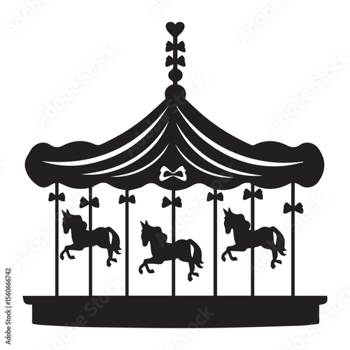 Carousel black icon silhouette vector flat illustration design on white background