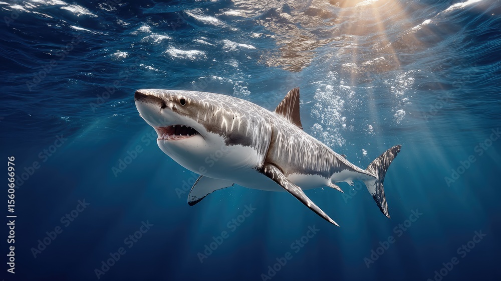 Fototapeta premium Great white shark underwater
