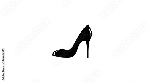 Elegant black high-heeled shoe silhouette against a plain white background