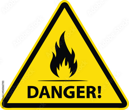 Yellow Danger Sign: Flammable Materials Warning