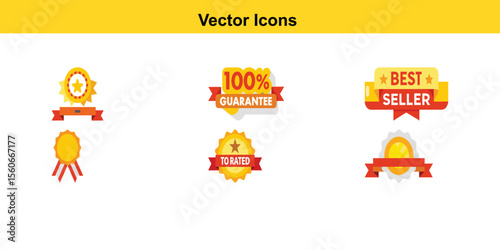 Collection of award winning product guarantee best seller badges and icons