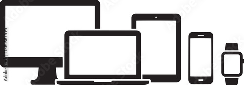 Illustration of Various Digital Devices in Different Sizes