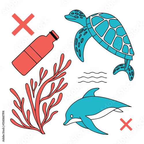 Colorful Ocean Conservation Icons Protect Marine Life