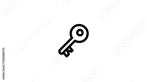 A simple line drawing shows a classic skeleton key against a pure white background