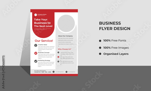 Corporate Business Modern A4 Flyers, RED AND GRAY COLOR with creative editable geometric vector design templates, Informative modern layouts for promotional purpose