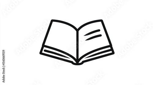 Simple black line drawing of an open book with a white background, no text visible