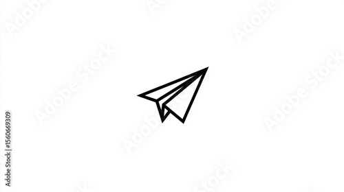 Minimalist black-line paper airplane icon isolated on a clean, white background