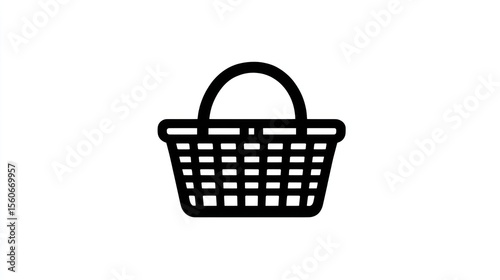 Simple black and white basket icon with a rounded handle on a white background