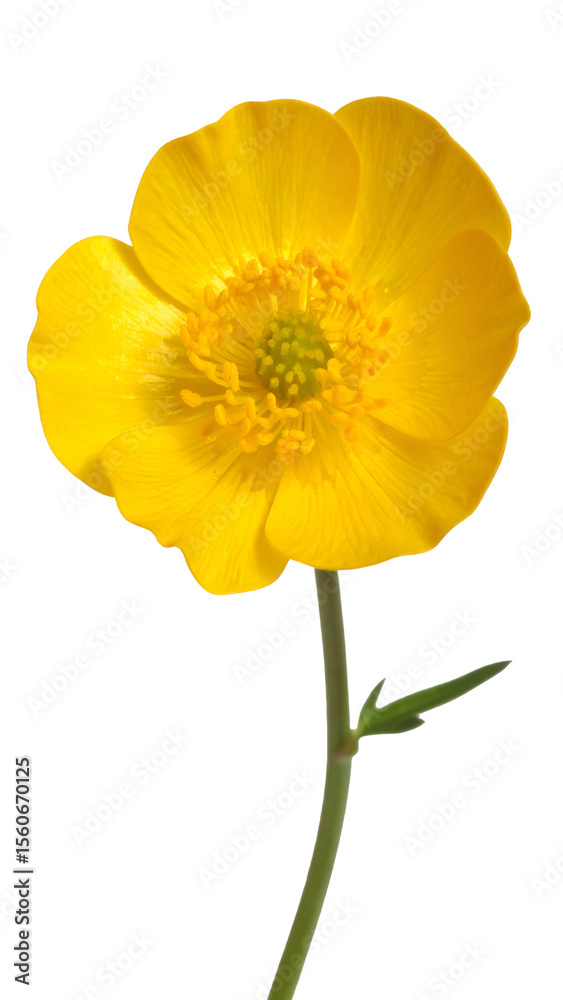 Naklejka premium Bright Yellow Flower on a Green Stem Captured in Natural Light