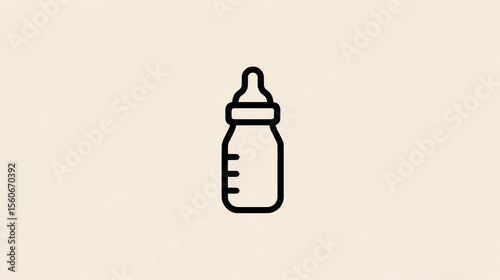 Minimalist black outline of a baby bottle against a simple, off-white background