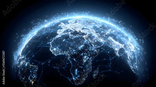 Global Network Connection with a Futuristic Earth Design
