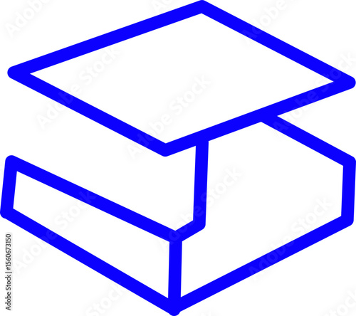 paper box blue line icon. Eco-themed blue line icon,Perfect for eco-friendly design and branding.
