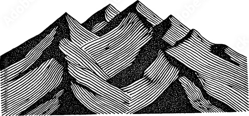 Vintage mountain silhouette with angular symmetry for design and art projects