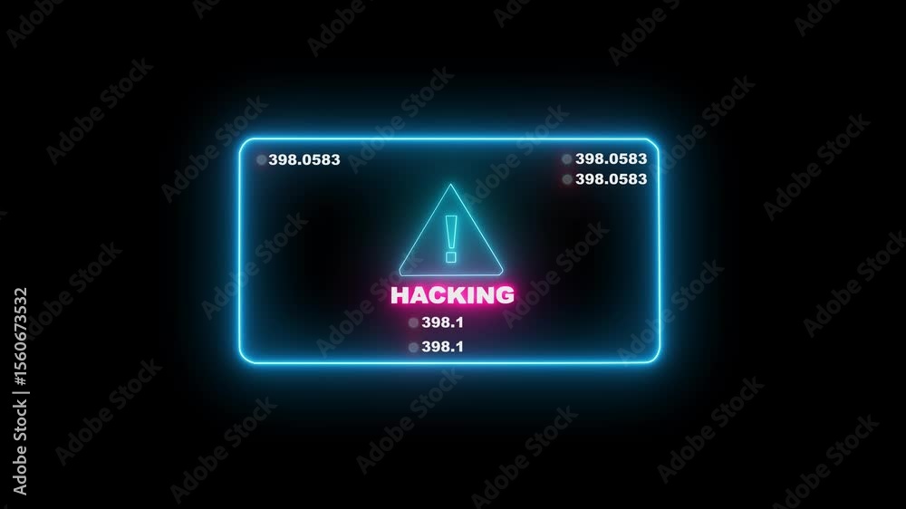 Hacked icon ,Warning hack security breach computer hacking warning message hacked alert Animation. Digital technology 4k video animation and black background. microprocessor connections and data.