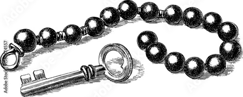 Vintage beaded keychain and snap bracelet design for retro accessories