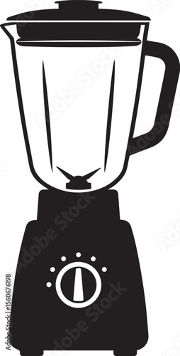 Black and White Blender Illustration with Lid and Speed Control Dial