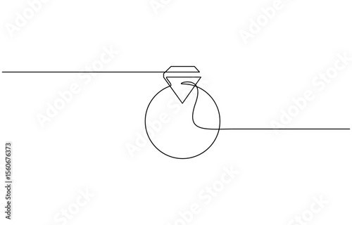 Engagement ring continuous line drawing illustration. One line art of love, Black isolated on white background. Hand drawn vector illustration, Wedding ring line art style vector illustration.