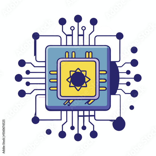  Quantum Computing Chip Vector Futuristic Processor Technology