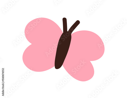 Butterfly, cute flying insect with wings, antennae. Adorable sweet moth flies...