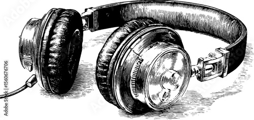 Vintage dj headphones and mixer knob design for music lovers