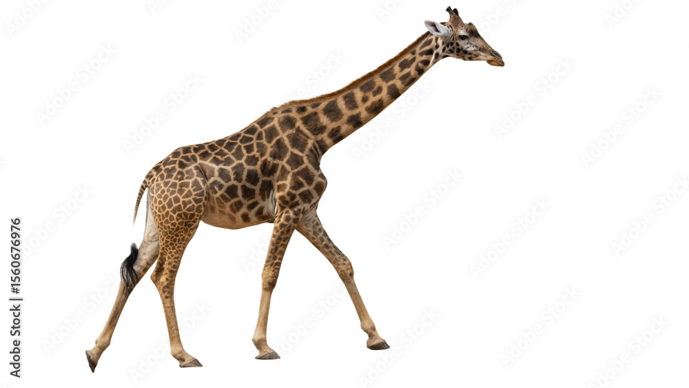 Fototapeta premium Giraffe, isolated transparent background
