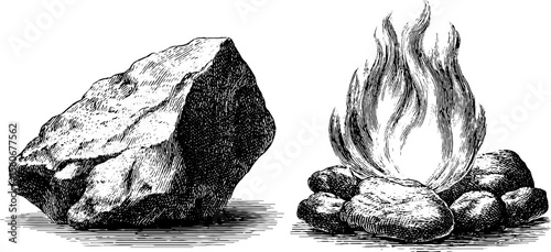 Mystical rune stone and arcane flame design for magic-themed projects
