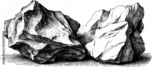 Vintage granite chunks and limestone slabs illustration for design and decoration