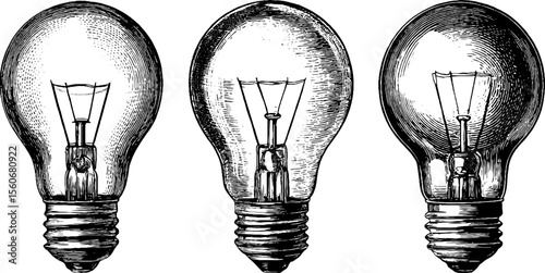 Detailed vintage light bulb sketches for retro design projects