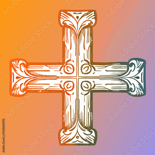 Ornate Vintage Cross Design on Gradient Background for Religious Blogs, Spiritual Websites, Faith-Based Articles, and Inspirational Social Media Content  