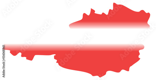 This image shows the silhouette of Austria filled with a stylized version of the Austrian flag, featuring red-white-red horizontal stripes with a gradient effect.