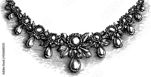 Elegant vintage statement necklace design with intricate gemstone setting for jewelry enthusiasts