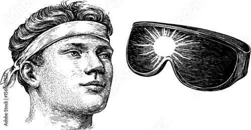 Vintage headband and sun visor design - retro hand drawn sketch for fashion and accessories