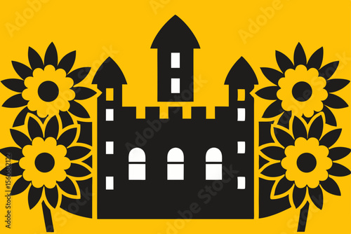Majestic Castle Amidst Blooming Sunflowers A Summer Fairytale