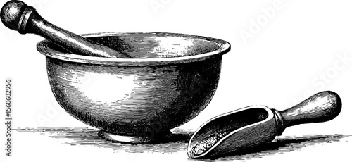 Rustic wooden trough and feeding scoop design for vintage decor