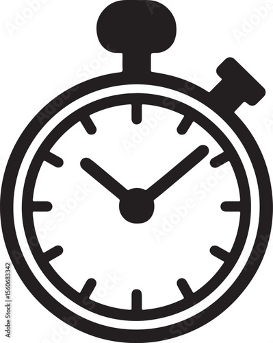Vector clock icon illustration featuring a vintage office wall clock dial with hour, minute, and second hands, a perfect symbol for business time or an alarm